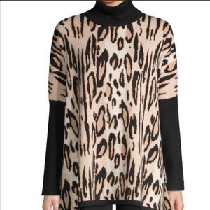 Joseph A XL Leopard Cheetah Animal Print Oversized Sweater EUC